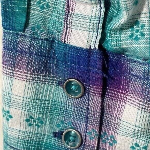 Bit & Bridle Shirt Medium Plaid Button-Up Purple & Green 5 FOR $25 💵 💲 - Picture 9 of 9